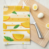 Spielerisches Orange Slice Muster mit grünen Blätt Geschirrtuch (Viertel Falte)