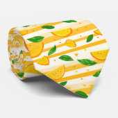Spielerisches Orange Slice Muster mit grünen Blätt Krawatte (Gerollt)