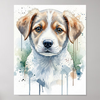 Spielerisches Orange Tabby Kätzchen Aquarell Kunst Poster
