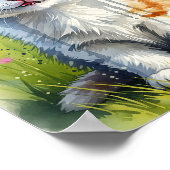 Spielerisches Orange Tabby Kätzchen Wasserfarben K Poster (Ecke)