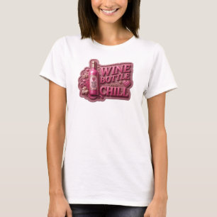 Spielerisches Pink GOOD WINE GOOD VIBES 3D-Textkun T-Shirt