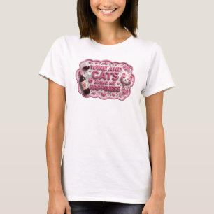 Spielerisches Pink WEIN UND KATZEN MACHEN MICH GLÜ T-Shirt