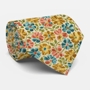 Spielerisches Retro-Blumenmuster Krawatte
