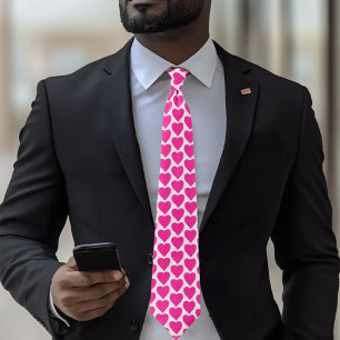 Spielerisches Rosa Fuchsien-Herz-Valentinsmuster Krawatte
