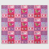 Spielerisches Rosa Valentinstag-Patchwork Geschenkpapier (Flach)