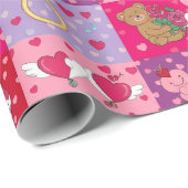 Spielerisches Rosa Valentinstag-Patchwork Geschenkpapier (Rolleneckpunkt)