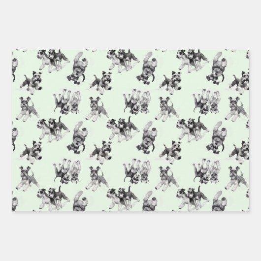 Spielerisches Schnauzer Dog Pattern Geschenkpapier Set (Vorderseite 3)
