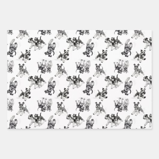 Spielerisches Schnauzer Dog Pattern Geschenkpapier Set (Vorderseite 2)