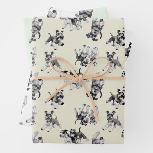 Spielerisches Schnauzer Dog Pattern Geschenkpapier Set (Beispiel)