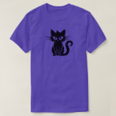 Spielerisches Schwarz-Katze-Halloween-Top T-Shirt (Design vorne)