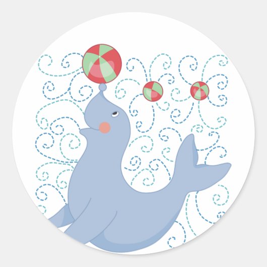 Spielerisches Siegel Tshirts und Geschenke Runder Aufkleber (Vorderseite)