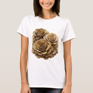 Spielerisches Silber GOLDEN ROSES Statement-Design T-Shirt