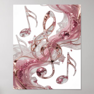 Spielerisches Silber MUSIC IN FLUID FORM Textdesig Poster