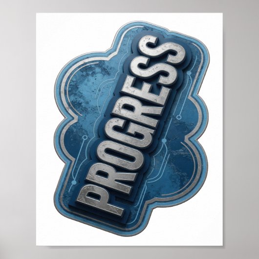 Spielerisches Silber PROGRESS Statement Design Poster (Vorne)