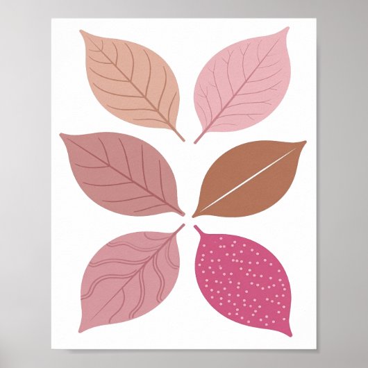 Spielerisches Silbernes HERBSTBLÄTTER Textdesign Poster (Vorne)