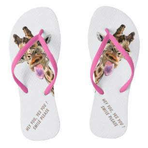 Spielerisches Tongue Out Giraffe Flip Flops Fun Lä Badesandalen