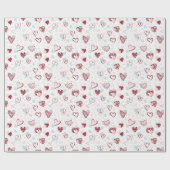 spielerisches und romantisches Musterherz Geschenkpapier (Flach)