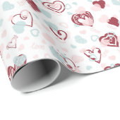 spielerisches und romantisches Musterherz Geschenkpapier (Rolleneckpunkt)