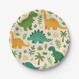 Spielerisches urzeitliches Dinosaurier-Muster Kind Pappteller