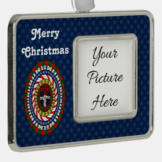 Spielerisches Weihnachtsbild Rahmen-Ornament Silber (Rechts)