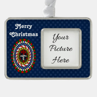 Spielerisches Weihnachtsbild Rahmen-Ornament Silber