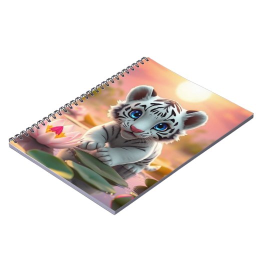 Spielerisches Weiße Tiger-Cub in Indiens Feuchtgeb Notizblock (Linke Seite)