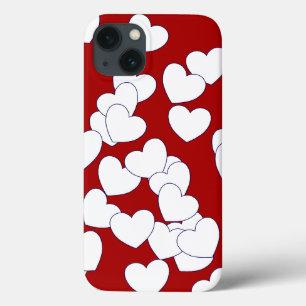 Spielerisches weißes Herz auf Red Beautiful iPhone Case-Mate iPhone Hülle