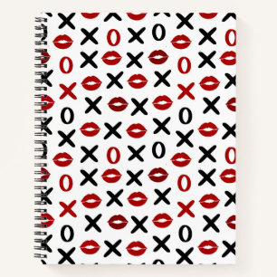Spielerisches XO & rote Lippen Modern Love Muster Notizblock