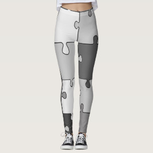 Spielerisches zackiges graues Ton-Puzzlespiel Leggings