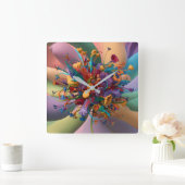 Spielerisches Zeitmesser: Einzigartige Wohngestalt Quadratische Wanduhr (Zuhause)
