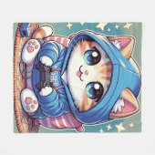 Spielerkatze in gemütlicher Umgebung Fleecedecke (Vorderseite (Horizontal))