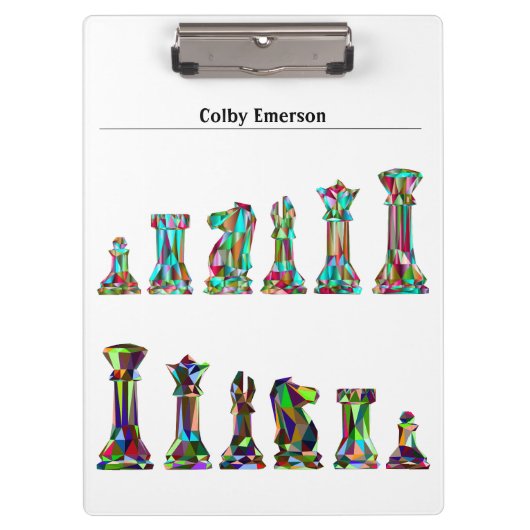 Spielern Regenbogen Schachpartien Eigener Text Klemmbrett (Vorderseite)