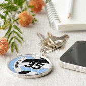 Spielername Jersey Nummer auf blauem schwarzen Vol Schlüsselanhänger (Seite)