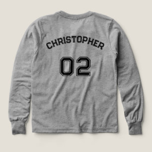 Spielername Jersey Nummer Grau Boys Long Sleeve