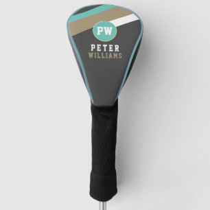Spielername mit Streifen Dunkelgrau Golf Headcover