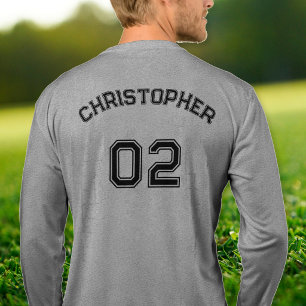 Spielername Trikotnummer Grau Herren Langarm Tri-Blend Shirt