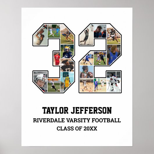 Spielernummer 32 Foto Collage des Senior Sports Te Poster (Vorne)