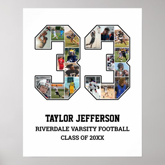 Spielernummer 33 Foto Collage des Senior Sports Te Poster (Vorne)
