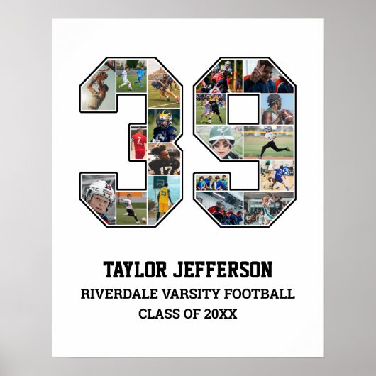 Spielernummer 39 Foto Collage des Senior Sports Te Poster (Vorne)