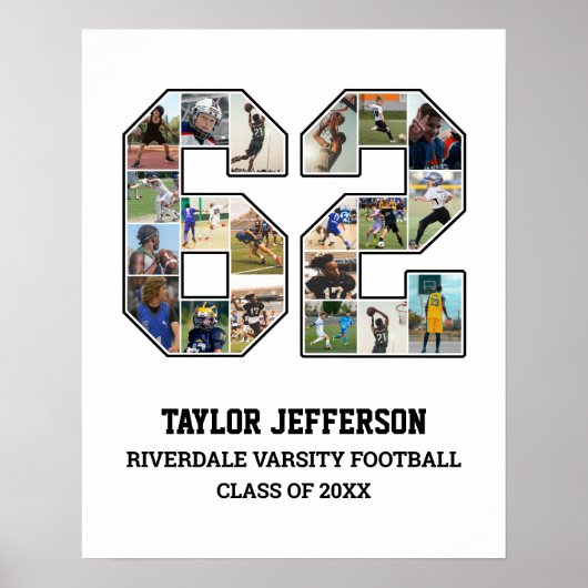 Spielernummer 62 Foto Collage des Senior Sports Te Poster (Vorne)