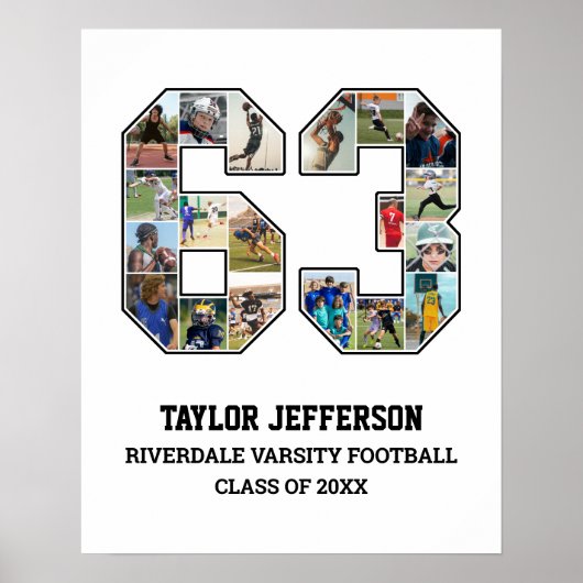 Spielernummer 63 Foto Collage des Senior Sports Te Poster (Vorne)