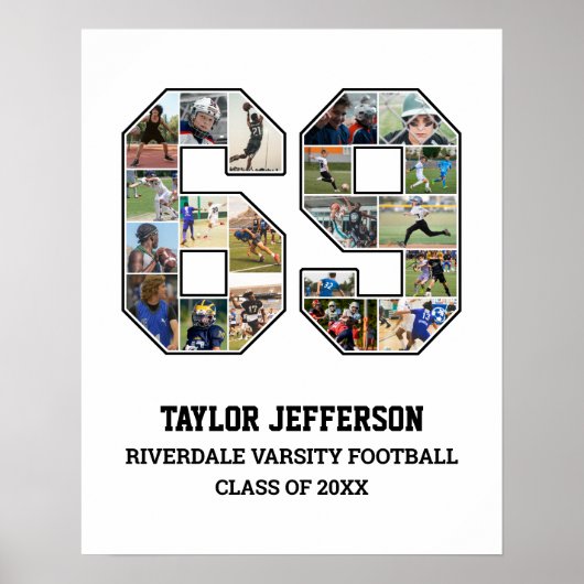 Spielernummer 69 Foto-Collage des Senior Sports Te Poster (Vorne)