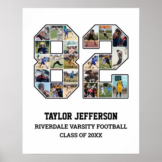 Spielernummer 82 Foto Collage des Senior Sports Te Poster (Vorne)