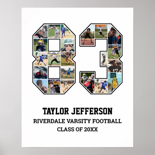 Spielernummer 83 Foto Collage des Senior Sports Te Poster (Vorne)