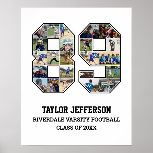 Spielernummer 89 Foto-Collage des Senior Sports Te Poster (Vorne)