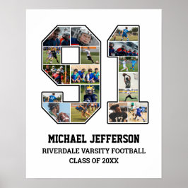 Spielernummer 91 Foto Collage des Senior Sports Te Poster