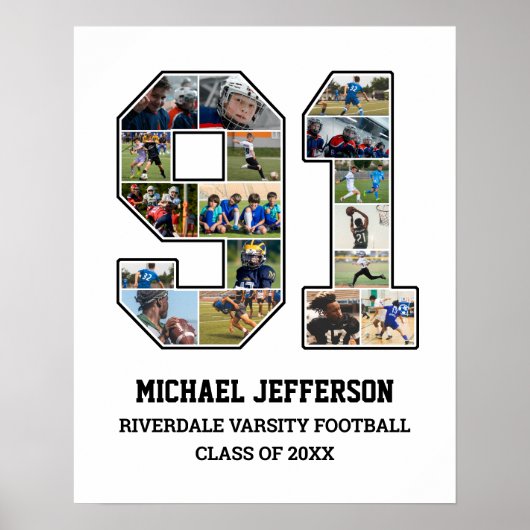 Spielernummer 91 Foto Collage des Senior Sports Te Poster (Vorne)