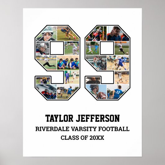 Spielernummer 99 Foto Collage des Senior Sports Te Poster (Vorne)