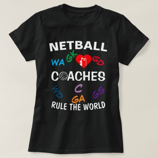 Spielerpositionen Netball-Trainer-Regel T-Shirt (Design vorne)