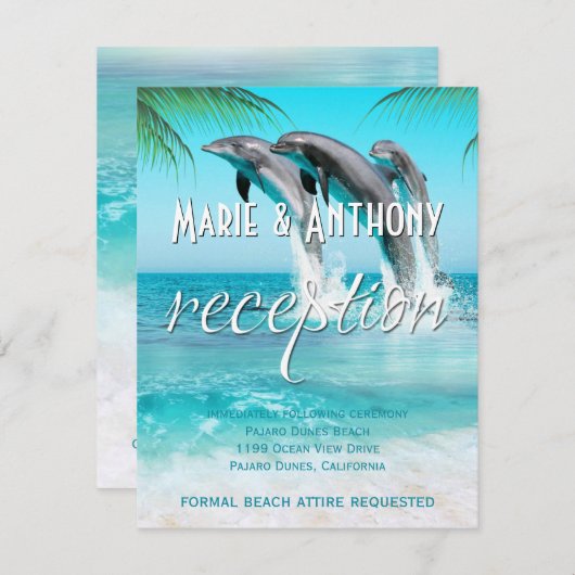 SPIELFÄLTIGE DOLPHINS TROPICAL OCEAN Empfang Card Einladung (Vorne/Hinten)